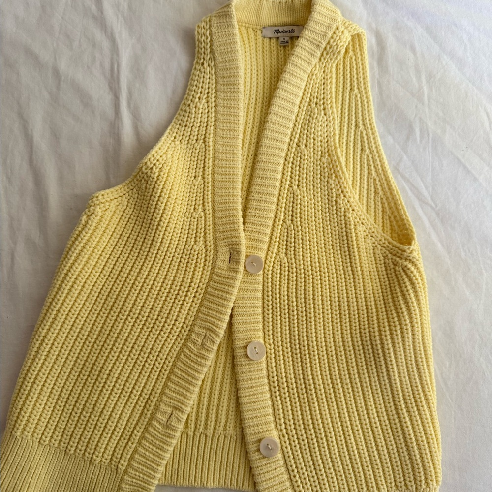 NWOT MADEWELL Yellow Knit Button-Up Vest